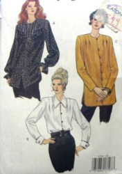 8758 EZ VOG RUFFLE OR NOT SHAPED LS BLOUSE PATTERN 6-22 3 SZ